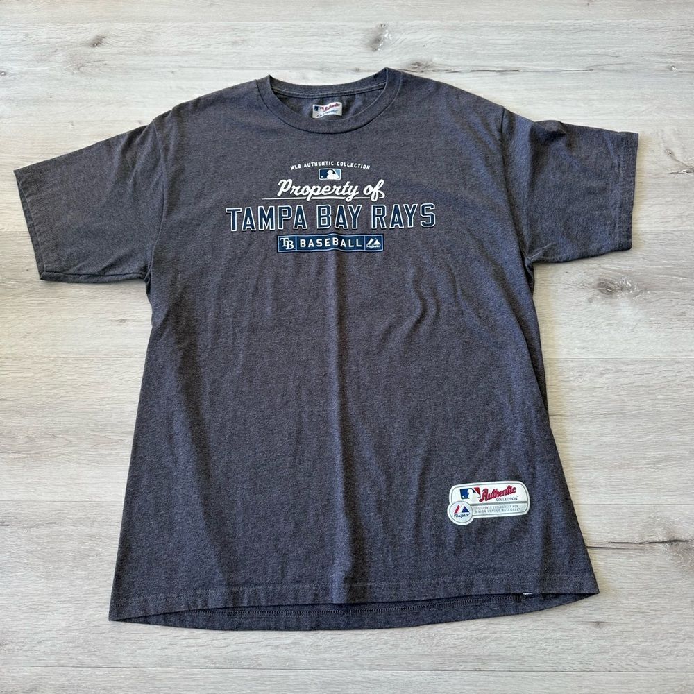 MLB Tampa Bay Rays Short Sleeve T-Shirt Charcoal Gray L EUC